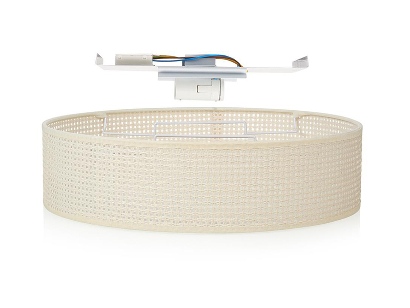 Zeitlose runde Hängeleuchte mit Lampenschirm aus Rattan Ø 40cm