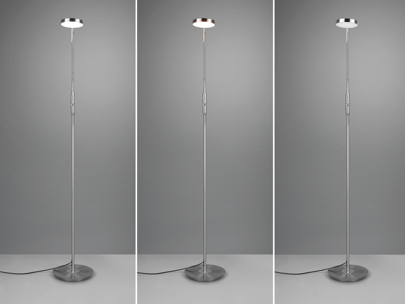 Moderne LED Stehlampe MONZA dimmbar mit Flexarm, Silber, Höhe 145cm