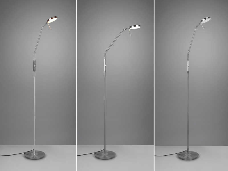 Moderne LED Stehlampe MONZA dimmbar mit Flexarm, Silber, Höhe 145cm