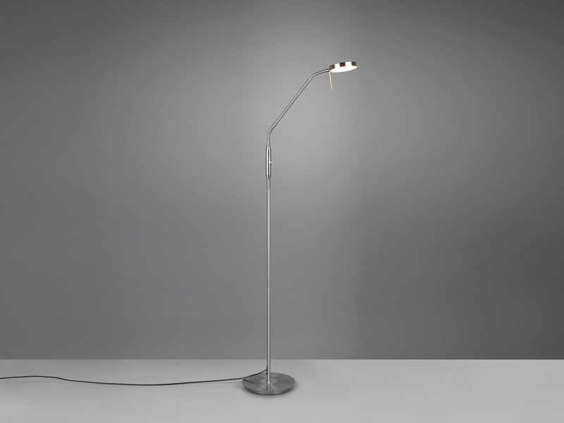 Moderne LED Stehlampe MONZA dimmbar mit Flexarm, Silber, Höhe 145cm