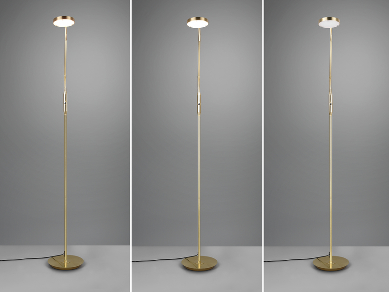 Moderne LED Stehlampe MONZA dimmbar mit Flexarm, Messing, Höhe 145cm