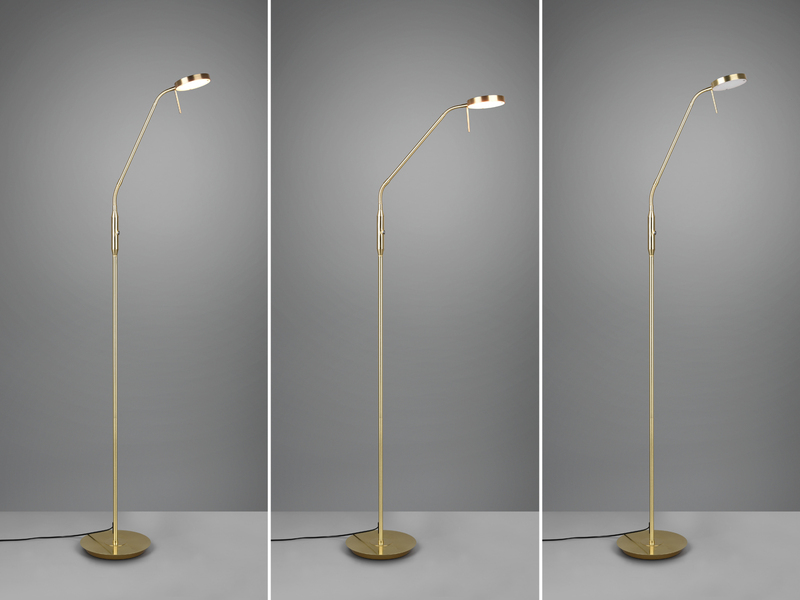 Moderne LED Stehlampe MONZA dimmbar mit Flexarm, Messing, Höhe 145cm