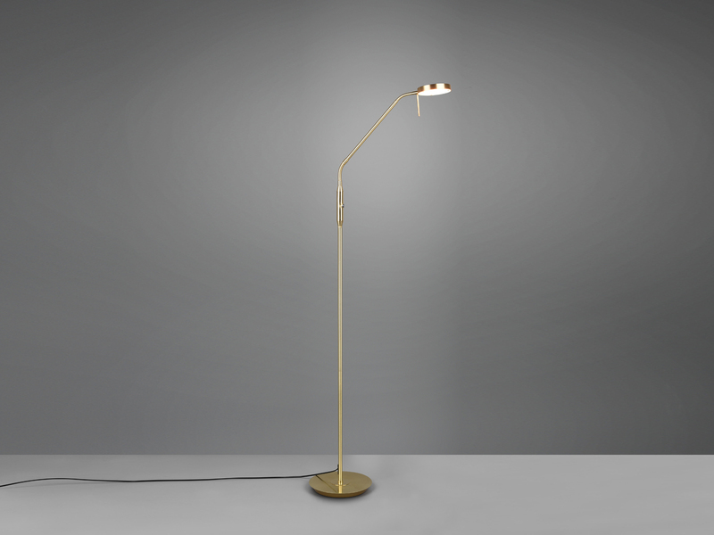 Moderne LED Stehlampe MONZA dimmbar mit Flexarm, Messing, Höhe 145cm