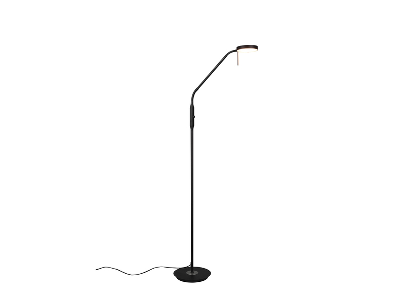 Moderne LED Stehlampe MONZA dimmbar mit Flexarm, Schwarz, Höhe 145cm
