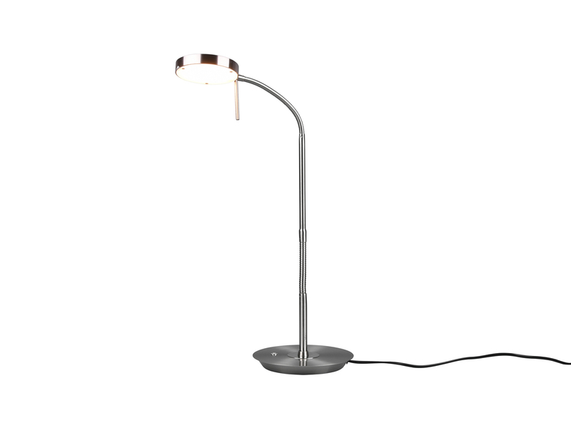 Moderne LED Schreibtischlampe MONZA dimmbar mit Flexarm, Silber, Höhe 57cm