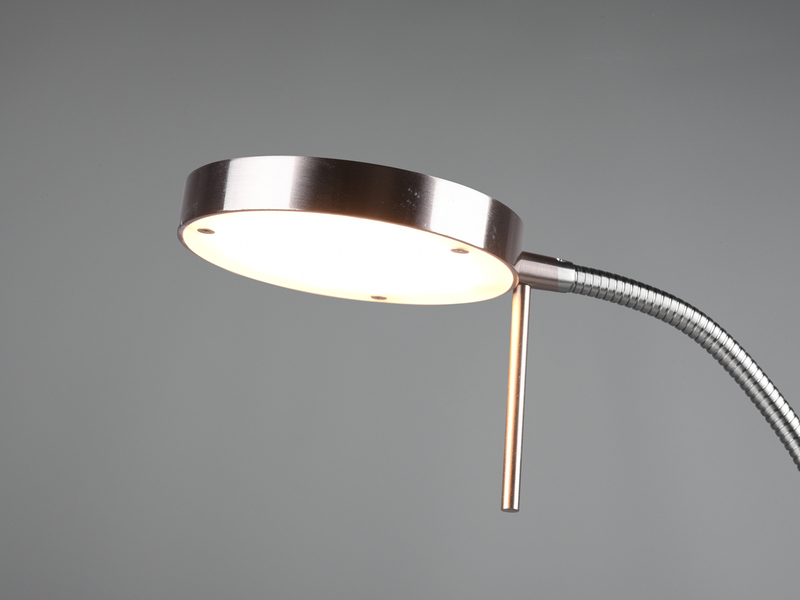 Moderne LED Schreibtischlampe MONZA dimmbar mit Flexarm, Silber, Höhe 57cm