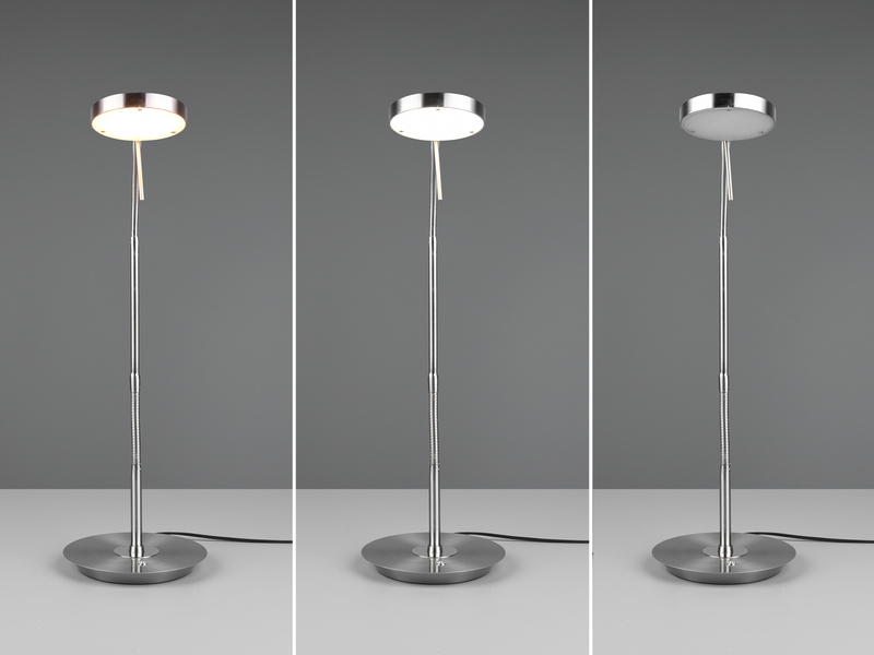 Moderne LED Schreibtischlampe MONZA dimmbar mit Flexarm, Silber, Höhe 57cm