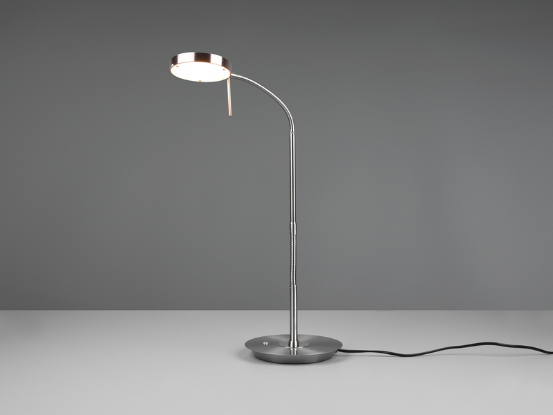 Moderne LED Schreibtischlampe MONZA dimmbar mit Flexarm, Silber, Höhe 57cm