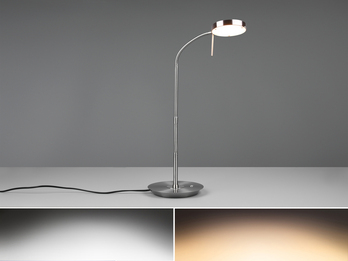 LED Schreibtischleuchte MONZA dimmbar mit Flexarm, Höhe 57cm, Silber