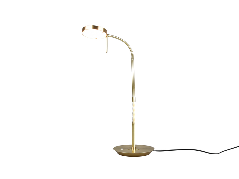 Moderne LED Schreibtischlampe MONZA dimmbar mit Flexarm, Messing, Höhe 57cm