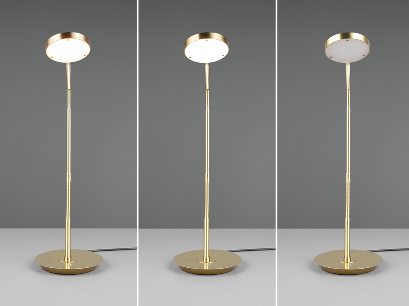 Moderne LED Schreibtischlampe MONZA dimmbar mit Flexarm, Messing, Höhe 57cm