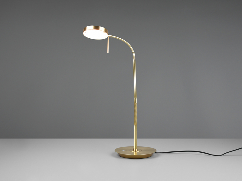 Moderne LED Schreibtischlampe MONZA dimmbar mit Flexarm, Messing, Höhe 57cm