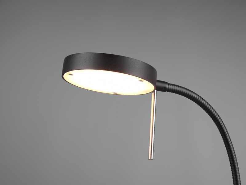 Moderne LED Schreibtischlampe MONZA dimmbar mit Flexarm, Schwarz, Höhe 57cm