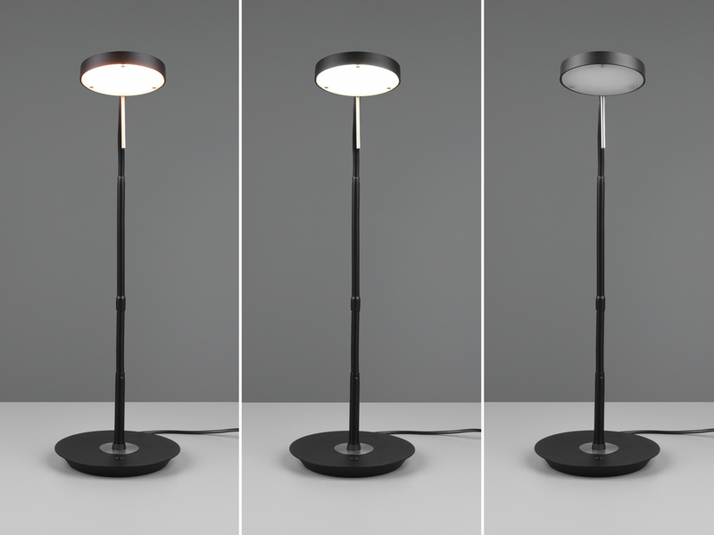 Moderne LED Schreibtischlampe MONZA dimmbar mit Flexarm, Schwarz, Höhe 57cm