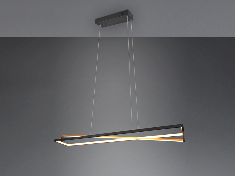 Große LED Pendelleuchte EDGE dimmbar, Breite 118 cm, Schwarz-Gold