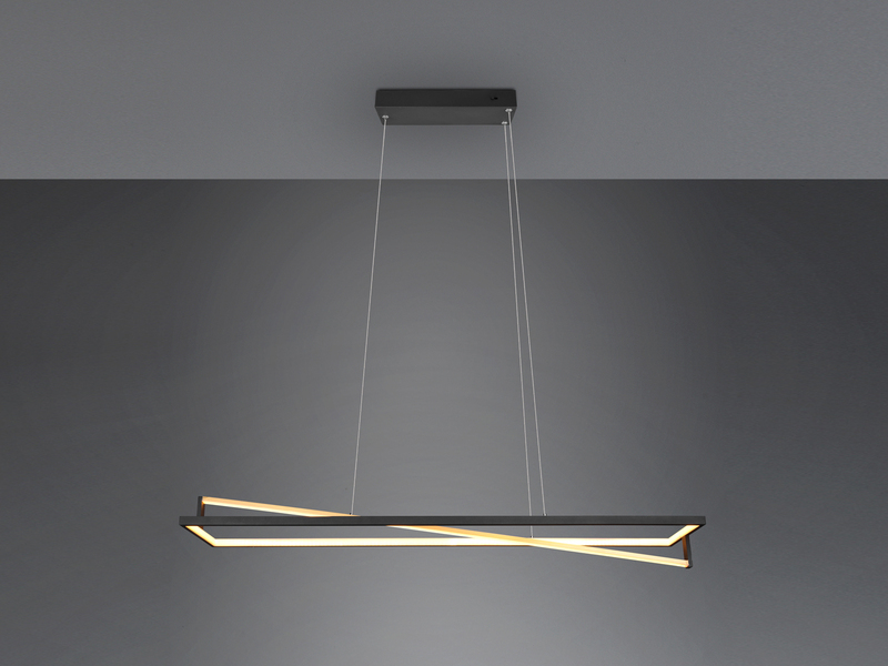 Große LED Pendelleuchte EDGE dimmbar, Breite 118 cm, Schwarz-Gold