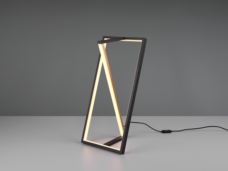 Große LED Tischleuchte EDGE, dimmbar, Schwarz-Gold, Höhe 44cm