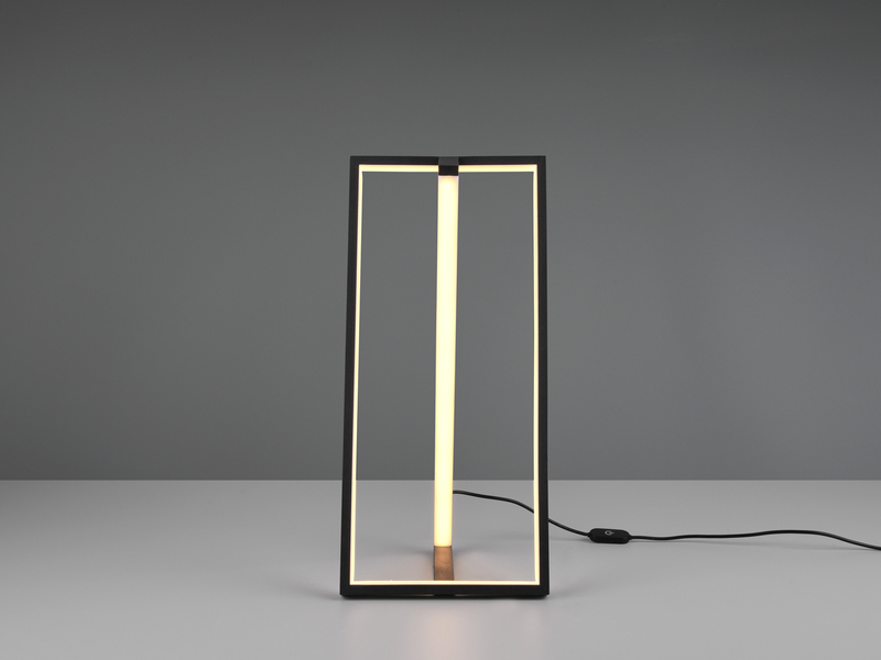 Große LED Tischleuchte EDGE, dimmbar, Schwarz-Gold, Höhe 44cm