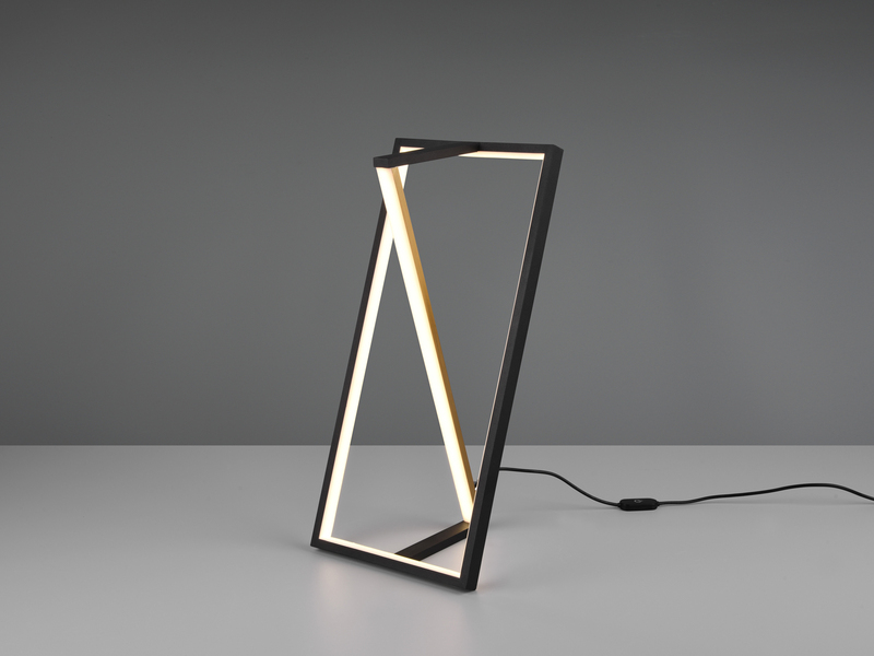 Große LED Tischleuchte EDGE, dimmbar, Schwarz-Gold, Höhe 44cm