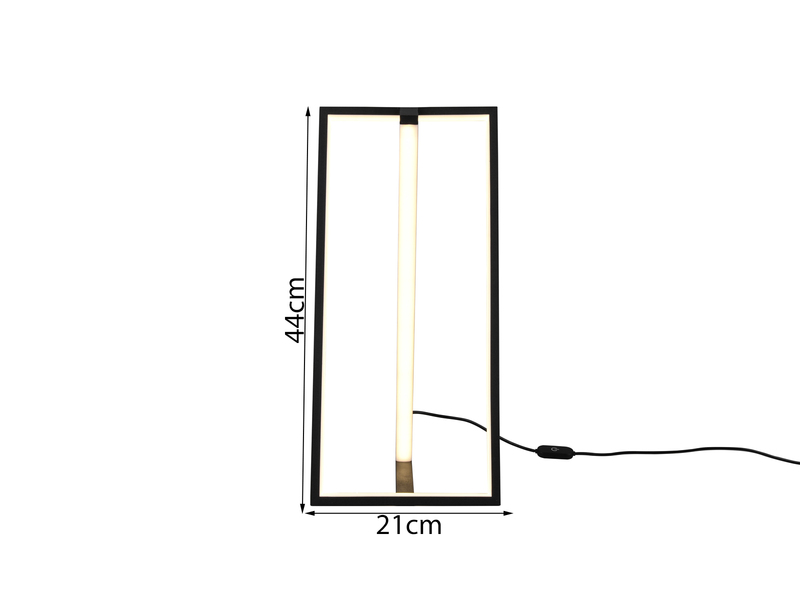 Große LED Tischleuchte EDGE, dimmbar, Schwarz-Gold, Höhe 44cm
