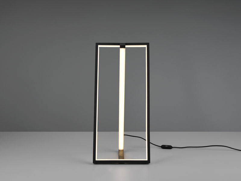 Große LED Tischleuchte EDGE, dimmbar, Schwarz-Gold, Höhe 44cm