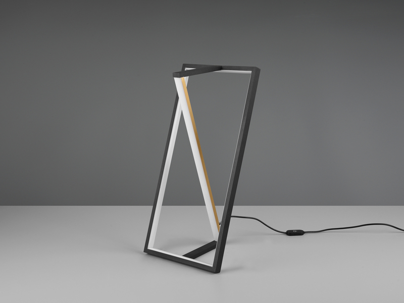 Große LED Tischleuchte EDGE, dimmbar, Schwarz-Gold, Höhe 44cm