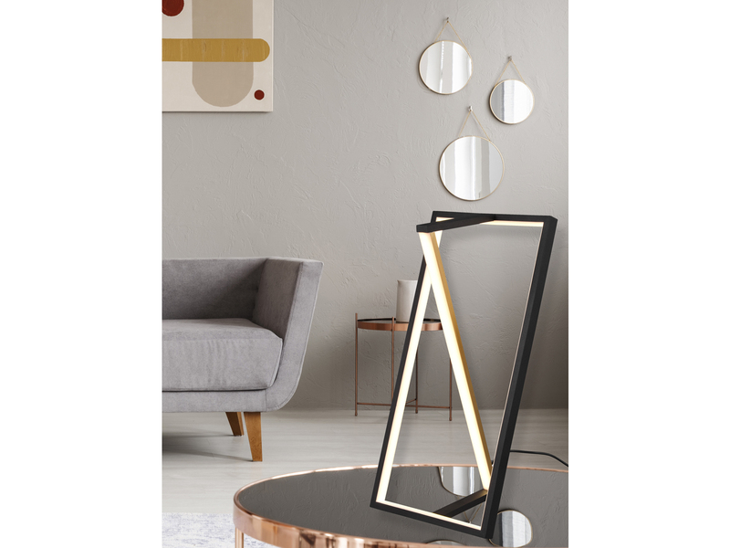 Große LED Tischleuchte EDGE, dimmbar, Schwarz-Gold, Höhe 44cm