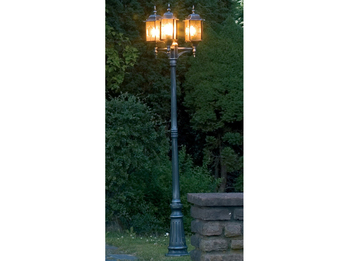 LED Straßenlaterne, Kandelaber im Landhausstil, Schwarz, 3 flammig, Höhe 230cm