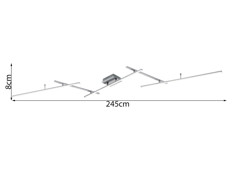 LED Deckenleuchte ARVIN Silber mit Fernbedienung & Farbwechsel, Breite 245cm