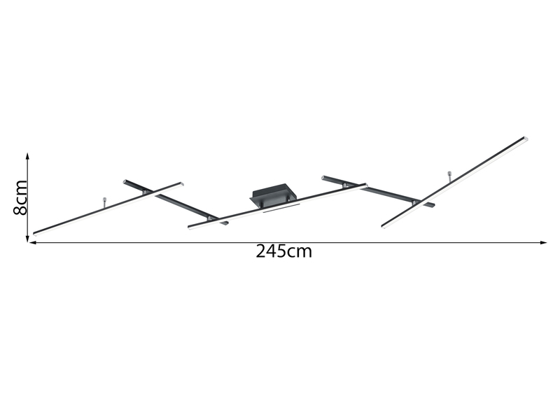 LED Deckenleuchte ARVIN Schwarz mit Fernbedienung & Farbwechsel, Breite 245cm