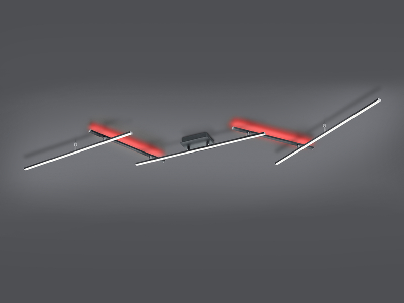 LED Deckenleuchte ARVIN Schwarz mit Fernbedienung & Farbwechsel, Breite 245cm