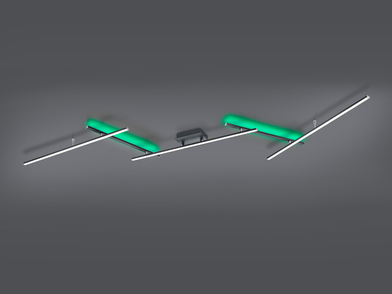 LED Deckenleuchte ARVIN Schwarz mit Fernbedienung & Farbwechsel, Breite 245cm