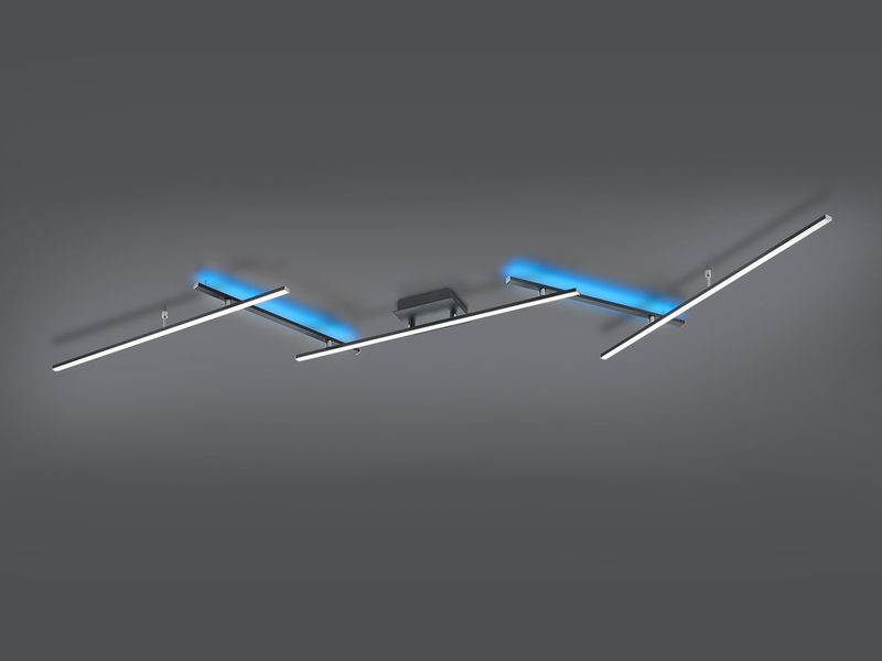 LED Deckenleuchte ARVIN Schwarz mit Fernbedienung & Farbwechsel, Breite 245cm