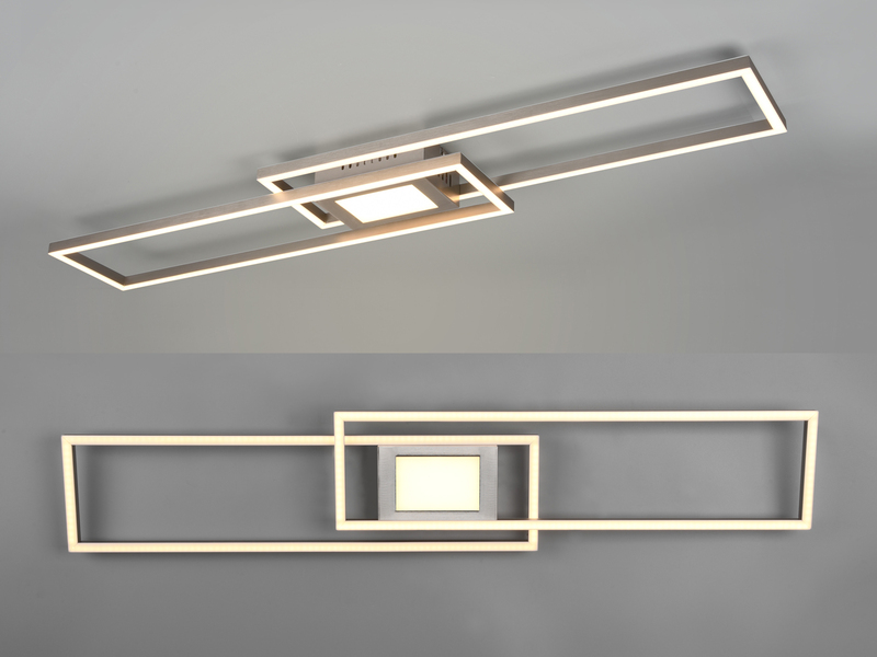 LED Deckenleuchte GANADO flach mit Fernbedienung dimmbar, 110cm, Silber