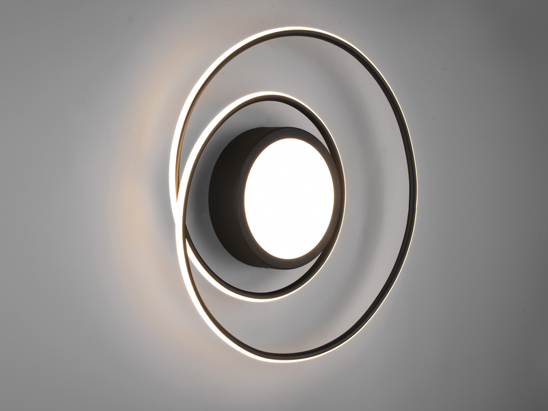 Moderne LED Deckenleuchte YAVA hell & dimmbar mit Fernbedienung, Schwarz Ø 60cm