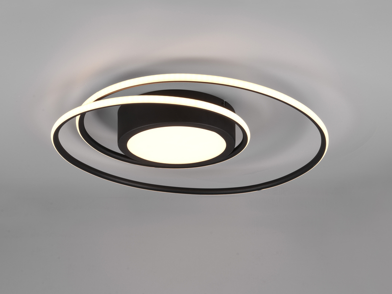 Moderne LED Deckenleuchte YAVA hell & dimmbar mit Fernbedienung, Schwarz Ø 60cm