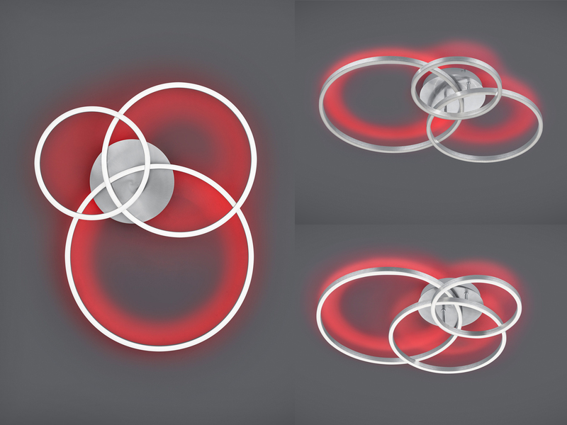 LED Deckenleuchte WINONA dimmbar mit Fernbedienung Silber, Breite 78cm