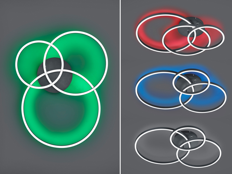 LED Deckenleuchte WINONA dimmbar mit Fernbedienung Schwarz, Breite 78cm