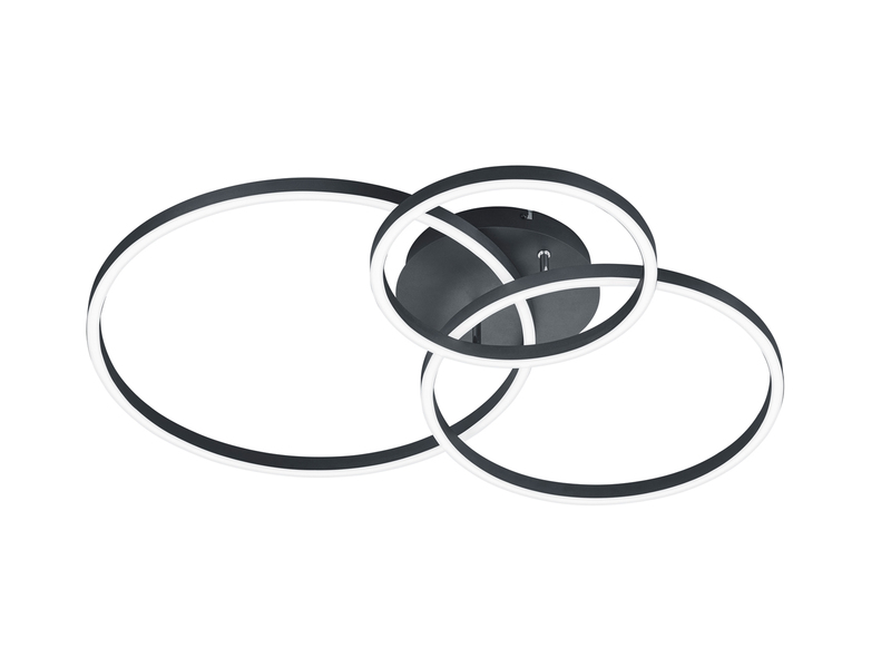 LED Deckenleuchte WINONA 3 Ringe Schwarz,dimmbar mit Fernbedienung Breite 78cm