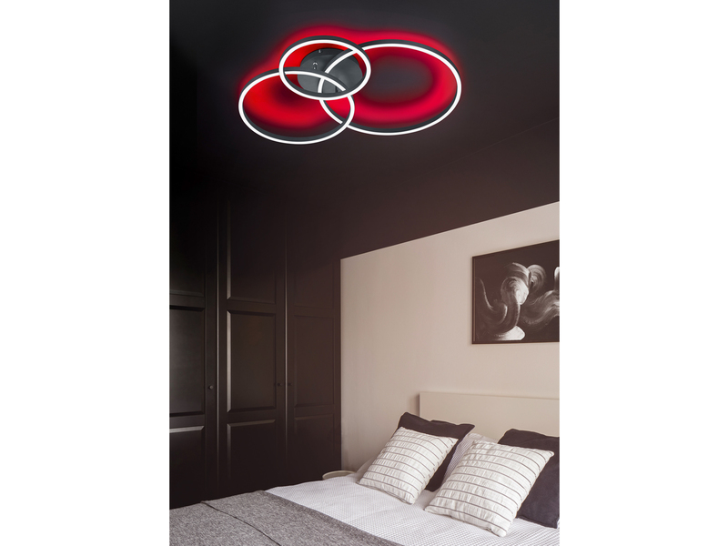 LED Deckenleuchte WINONA dimmbar mit Fernbedienung Schwarz, Breite 78cm