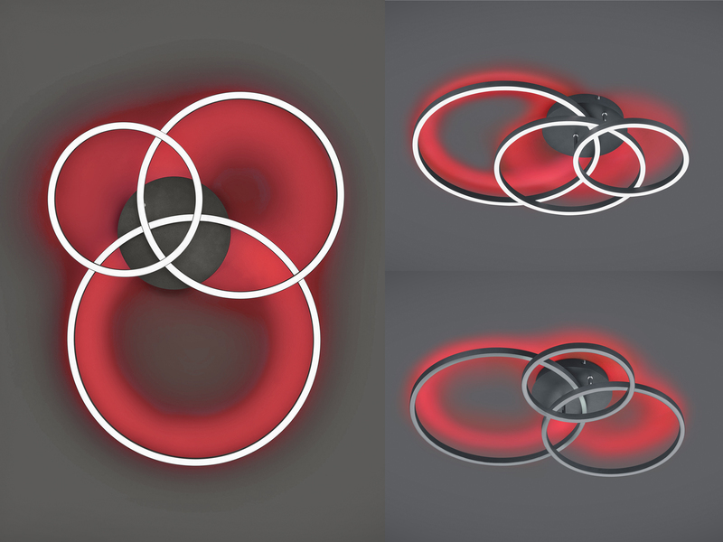 LED Deckenleuchte WINONA dimmbar mit Fernbedienung Schwarz, Breite 78cm