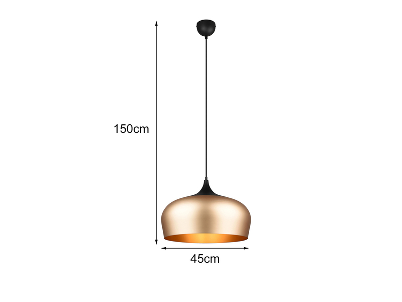 Pendelleuchte CHIRON 1-flammig mit Lampenschirm Messing, Ø 45cm