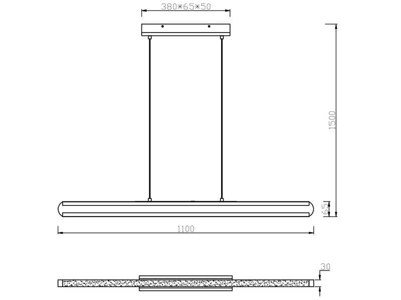 LED Holzbalken Pendelleuchte DEACON dimmbar, Breite 110cm
