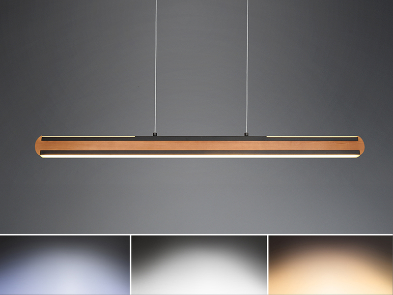 LED Holzbalken Pendelleuchte DEACON dimmbar über Touch, Breite 110cm