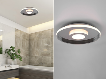 LED Deckenleuchte ASCARI rund Silber Chrom dimmbar IP44, Ø 30cm