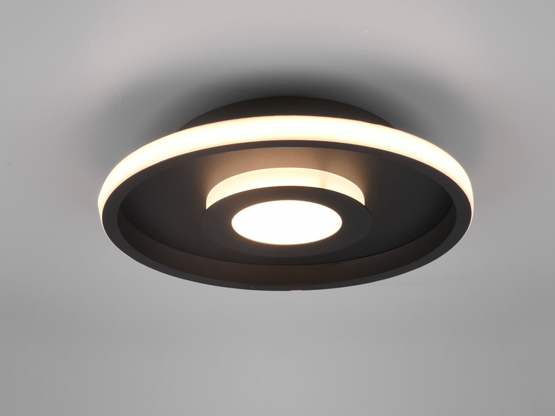 LED Deckenleuchte ASCARI rund Schwarz matt dimmbar IP44, Ø 30cm
