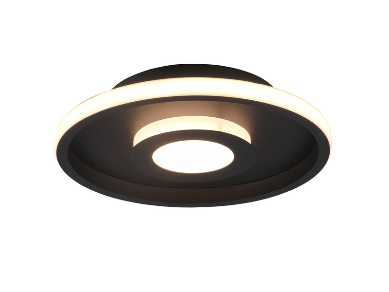 LED Deckenleuchte ASCARI, rund, schwarz matt, Ø 30cm, dimmbar, IP44