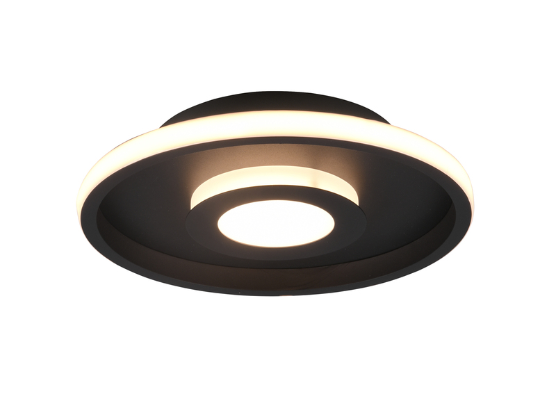 LED Deckenleuchte ASCARI rund Schwarz matt dimmbar IP44, Ø 30cm