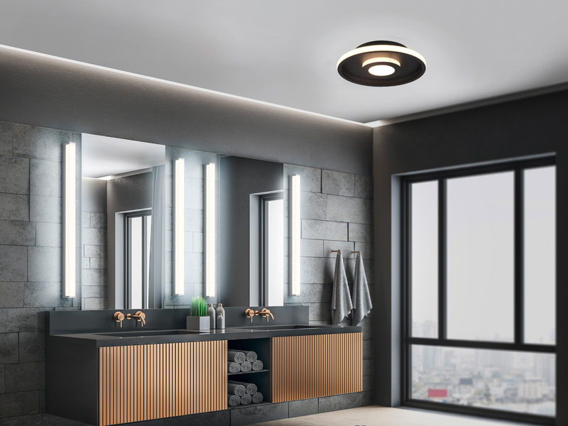 LED Deckenleuchte ASCARI rund Schwarz matt dimmbar IP44, Ø 30cm