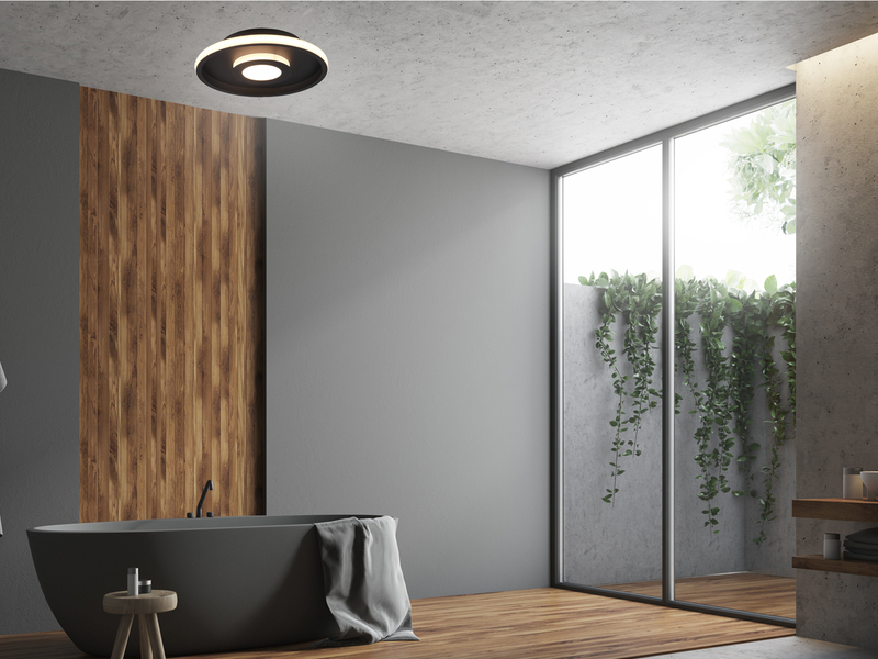 LED Deckenleuchte ASCARI rund Schwarz matt dimmbar IP44, Ø 30cm